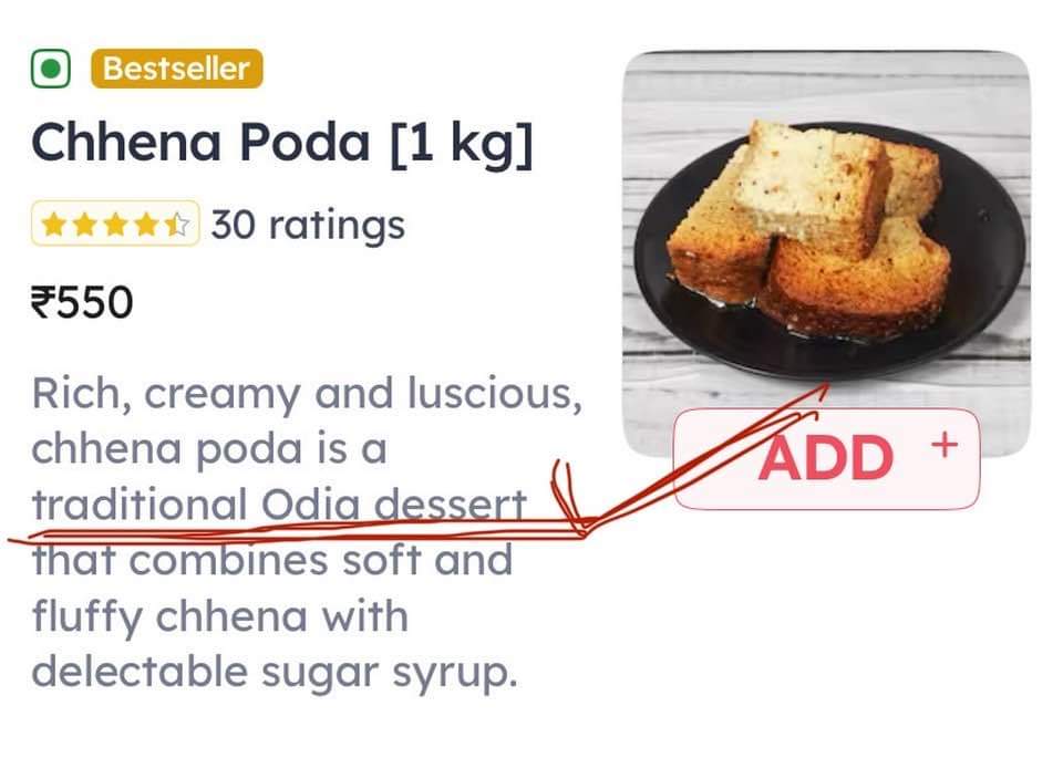 anitaexplorer's tweet photo. Chhena is being used in food & Bhoga preparation in Odisha🇮🇳
Like Rasagola, Rasabali etc, #Chhenapoda too is an Odia dessert.
Impact of advocacy-
Update in description @zomato 👍
#CorrectRepresentation Chhenapoda-Odisha sweet✅;
not “Bengali dessert”.
https://t.co/W1pmrn9ljz https://t.co/l8ZQQDjBfz