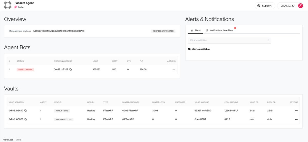 FAssets agents, rejoice 🎉

Our new, user-friendly Admin Console makes managing your role/ onboarding as a new agent easier than ever.

✅ Simpler setup
✅ Streamlined vault management
✅ Dedicated monitoring dashboard
✅ Real-time alerts
Plus, economic parameters explained (e.g.