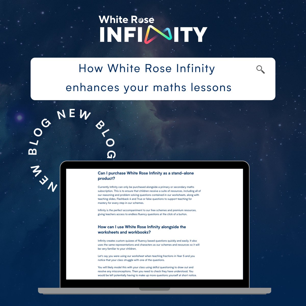 With the launch of White Rose Infinity, our game-changing new digital question generator, you might be wondering how our new resource fits into your current maths teaching...

Which is exactly what we're exploring in our latest blog! 💬

Read now: eu1.hubs.ly/H0b3zn40