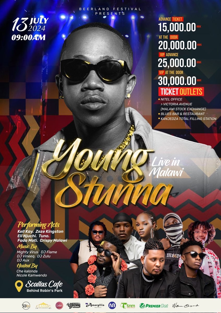 ElzJoel's tweet photo. 3 Days to go. Let’s buy those tickets ASAP🫡

Standard advance at 15K🎫
VIP advance at 25K🎫

#BeerlandYoungStunna 
#YoungStunnaLiveInMalawi 
#YoungStunnaMalawi
#BeerlandScallasCafe https://t.co/fzx0iV6Jk2