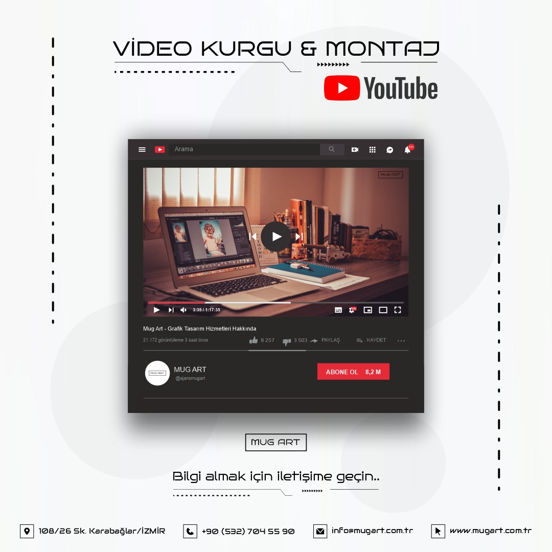 ajansmugart's tweet photo. MUG ART | İsteklerinize göre video kurgu &amp; montaj yaparak sayfanızı geliştiriyoruz. Bilgi almak için iletişime geçin..
•
Mug Art @ajansmugart
🔸 https://t.co/MlUzTa8r8G
🔸 info@mugart.com.tr
🔸 +90 (532) 704 55 90
🔸 108/26 Sk. Karabağlar / İZMİR
•
#mugart #youtube #videokurgu https://t.co/zgDESm9Lx1