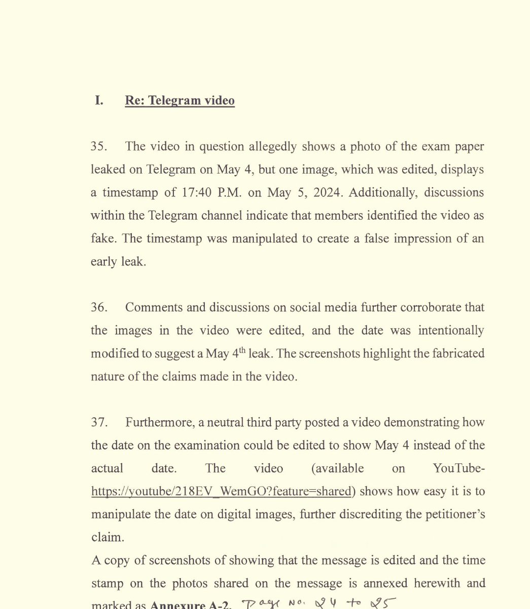 agupta_7's tweet photo. Govt has filed an affidavit in SC with analysis conducted on top 1.4 lakh candidates by IIT Chennai, claiming that there have been No Mass Irregularities or leak in #NEET2024 Exam 
Centre has also dismissed the alleged leak on telegram channel claiming that everything including members on Channel were fake and posts were edited later