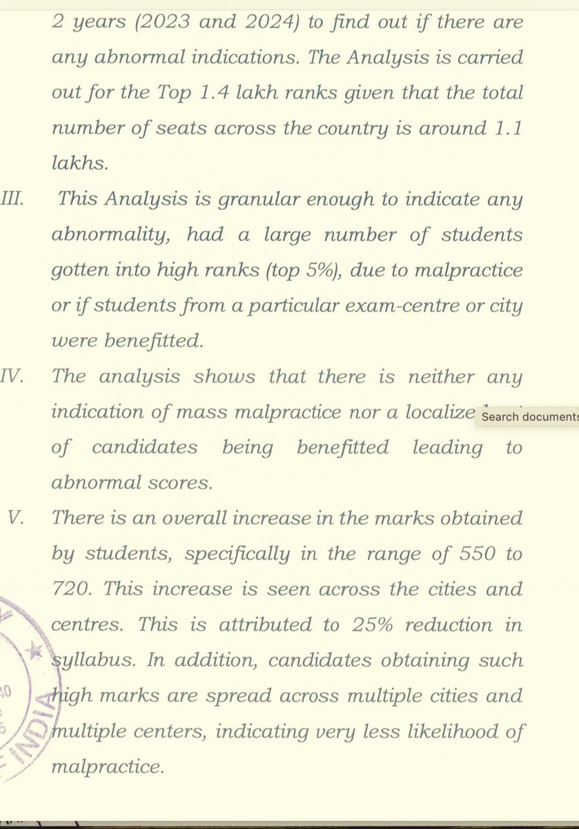 agupta_7's tweet photo. Govt has filed an affidavit in SC with analysis conducted on top 1.4 lakh candidates by IIT Chennai, claiming that there have been No Mass Irregularities or leak in #NEET2024 Exam 
Centre has also dismissed the alleged leak on telegram channel claiming that everything including members on Channel were fake and posts were edited later