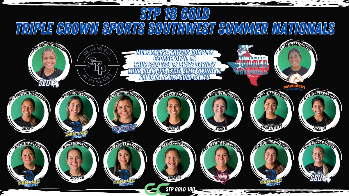 Final road trip of the Summer for our 18 Gold squad. Headed to the TCS Southwest Summer Nationals.