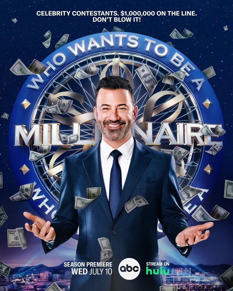 Who Wants To Be A Millionaire is BACK with Jimmy Kimmel as host and epic celebrity contestant pairings! Tune in to the season premiere tonight at 8/7c on <a href="/ABCNetwork/">ABC</a>  to see who wins the $1 million prize for their favorite chairty 💰💸 <a href="/MillionaireTV/">Millionaire TV</a>