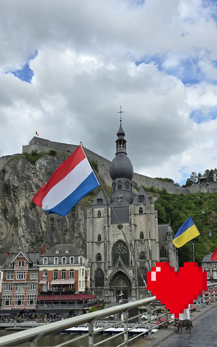 Today i was in Dinant, Belgium. There were all sorts of flags but NL and more important Ukraine's flag will be in this seasons most photographed scenes....   Well played Dinant... Well played.

Dinant is well worth your visit! (even without flags!)