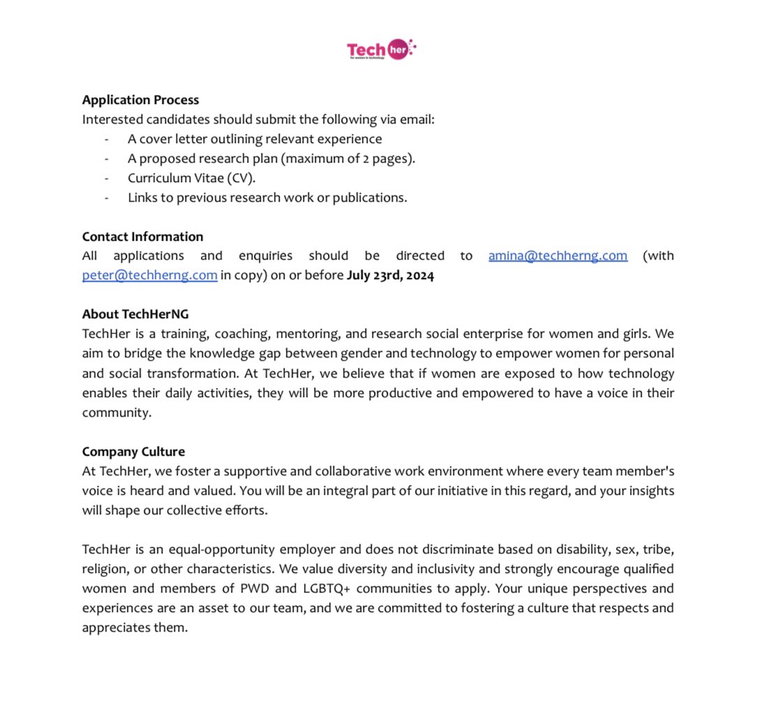 Join our team! 😊

Do you want to make a real difference in the lives of vulnerable communities in Nigeria?

We are seeking a passionate and driven researcher to join our team and undertake a critical study on Technology-Facilitated Gender-Based Violence (TFGBV) impacting