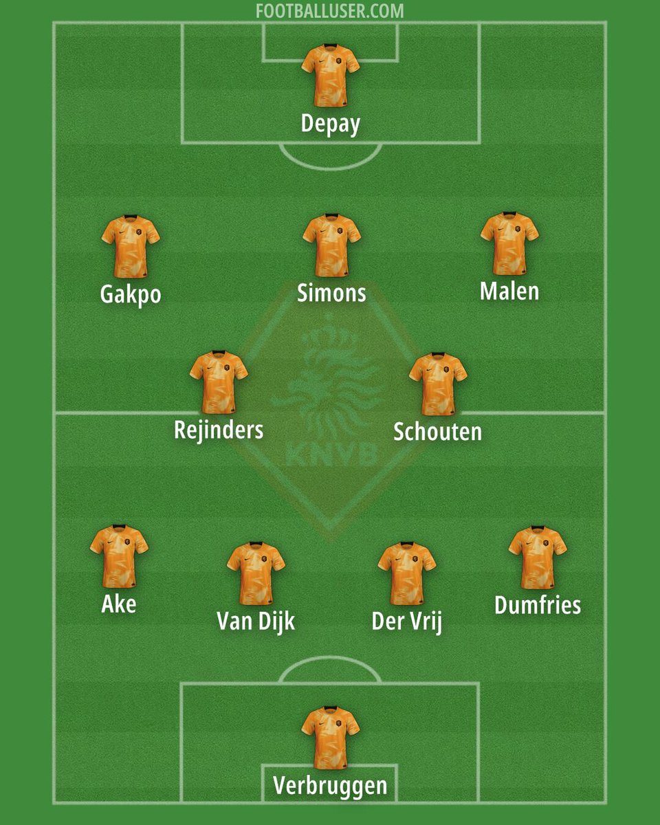 FootballUser's tweet photo. Confirmed Netherlands line-up against England in the second semifinal of the UEFA European Football Championships, #EURO2024 #NEDENG https://t.co/dugSnIlGhl