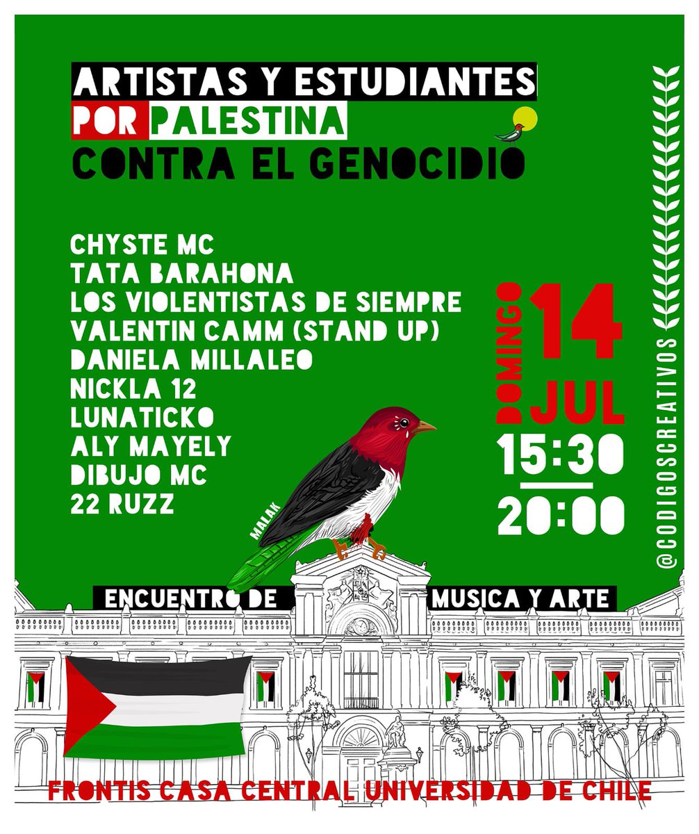 Line Up del concierto x Palestina este domingo