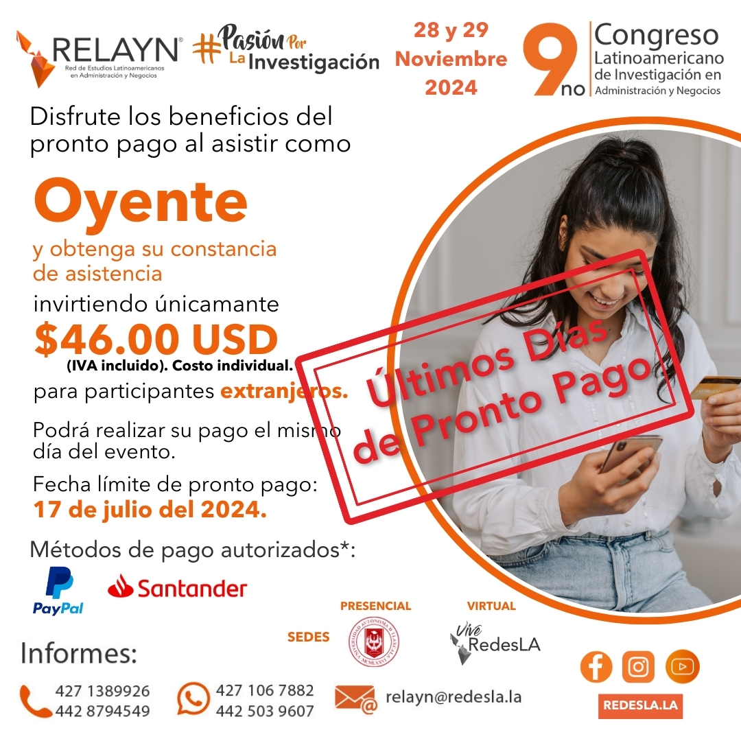 Relayn_Oficial's tweet photo. 🙋🏻‍♀️Participe como #oyente con un 𝐝𝐞𝐬𝐜𝐮𝐞𝐧𝐭𝐨 𝐞𝐬𝐩𝐞𝐜𝐢𝐚𝐥 si paga antes del 𝟏𝟕 𝐝𝐞 𝐣𝐮𝐥𝐢𝐨 𝐝𝐞 𝟐𝟎𝟐𝟒.✅

👉🏻📷 Si tiene dudas, mándenos mensaje: +524271067882 https://t.co/j78ettIxEY
🌐 Visite nuestro sitio web: https://t.co/23vf8u6GdH. https://t.co/nFDpInDwxI