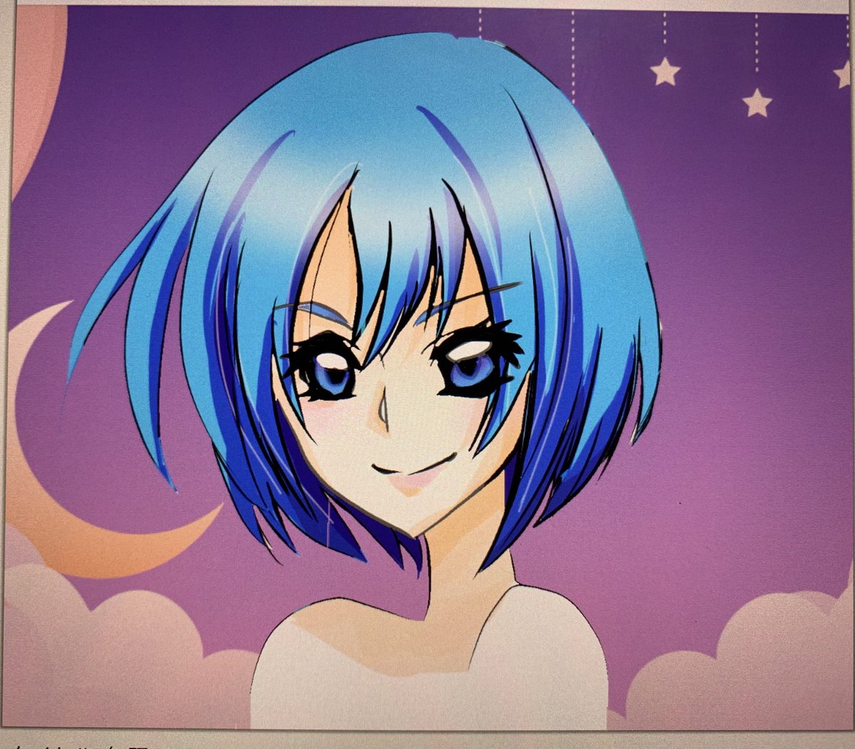 青髪の女の子
#ショート女子　#illustration #イラスト　#青　#女の子