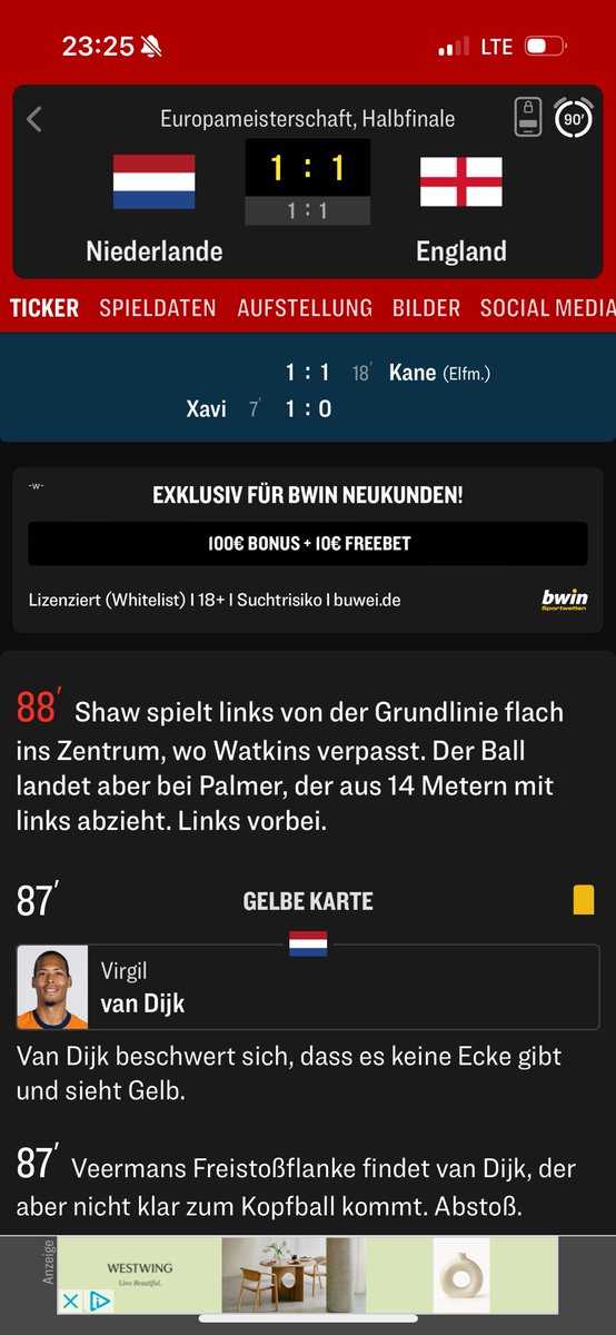 HeinerReiners's tweet photo. #NEDENG 23:25: @kicker verweigert den Three Lions angesichts der langweiligen Spiele zuvor hartnäckig das Finale. https://t.co/Fm8ARSXdIr