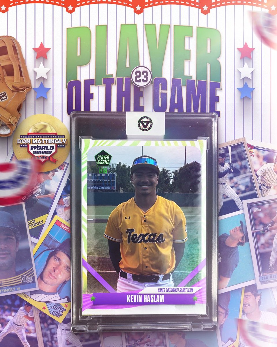 ✭Five Tool Texas✭ (@fivetooltexas) on Twitter photo #MattinglyWS F: <a href="/TheCanesSW/">Canes Southwest</a> Scout Team 9, Alamo Top Prospects 5
PoG: <a href="/RBIkevin/">Kevin Haslam</a> 1-3, 3B, 2 RBI, R
Notable: <a href="/loganflores31/">Logan Flores</a> 5 IP, 5K, 2 ER #MattinglyWS F: <a href="/TheCanesSW/">Canes Southwest</a> Scout Team 9, Alamo Top Prospects 5
PoG: <a href="/RBIkevin/">Kevin Haslam</a> 1-3, 3B, 2 RBI, R
Notable: <a href="/loganflores31/">Logan Flores</a> 5 IP, 5K, 2 ER