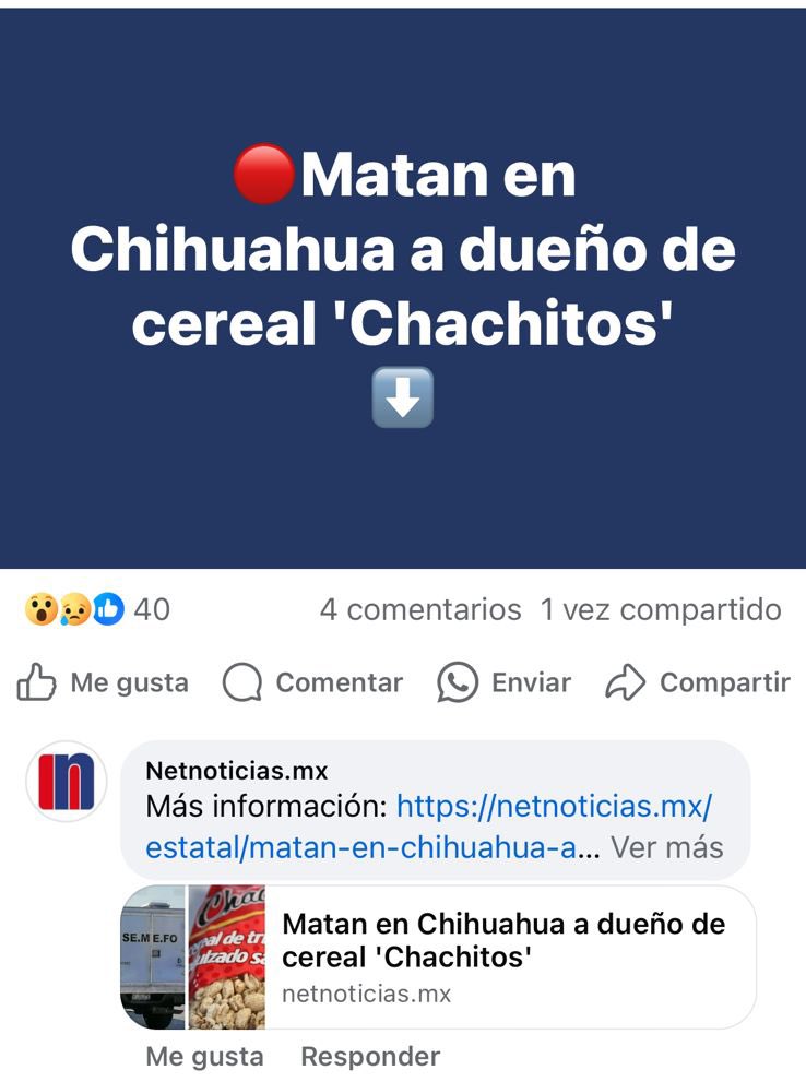 HectorR09857161's tweet photo. @adrianosly @PonchoGutz Y justo acaban de ultimar al dueño de chachitos!!!! ARRIBA LA 4T 🫶🏽 https://t.co/vDwezPg370