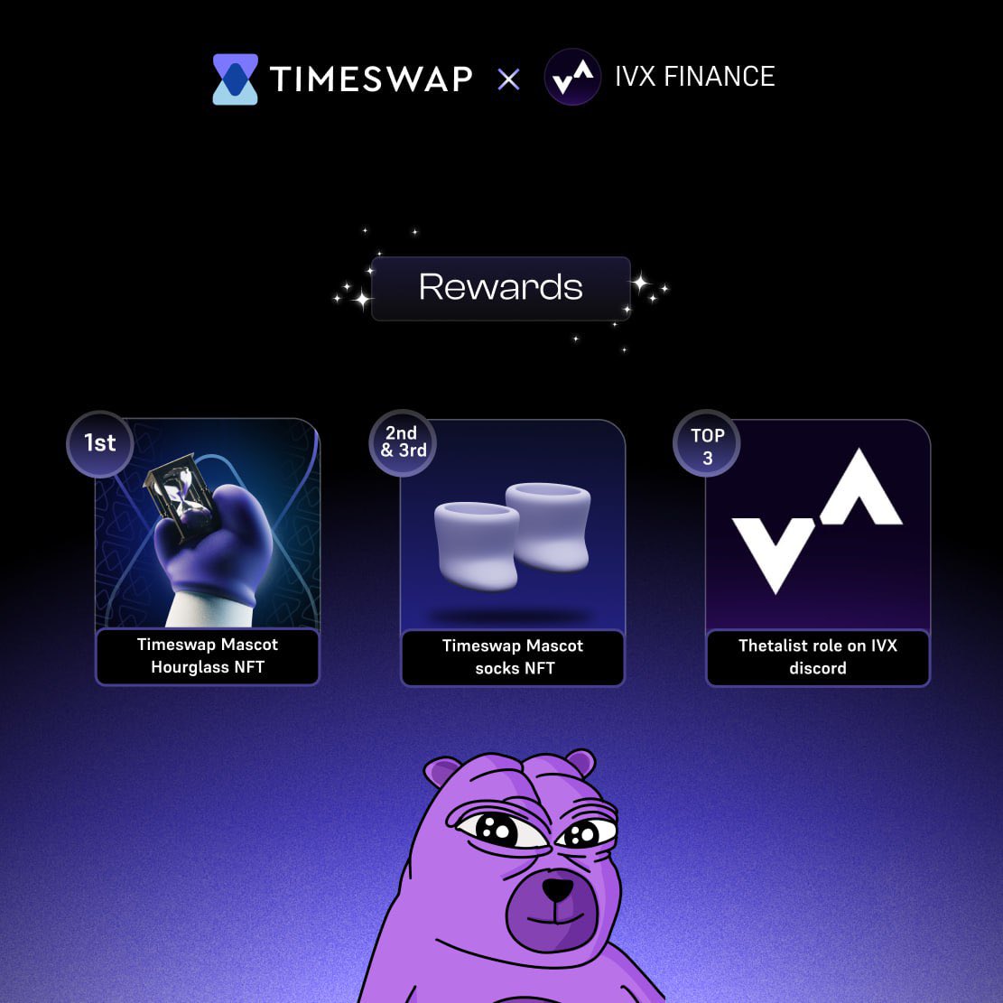 Henlo volatists! 

We’re back with another collab poker game, this time with our good friends <a href="/TimeswapLabs/">Timeswap ⏳</a>! 

Game will be held this Saturday the 13th of July at 1pm UTC

Top 3 players will receive NFTs from <a href="/TimeswapLabs/">Timeswap ⏳</a> and the illustrious ‘Thetalist’ role from IVX 🫰👀

To