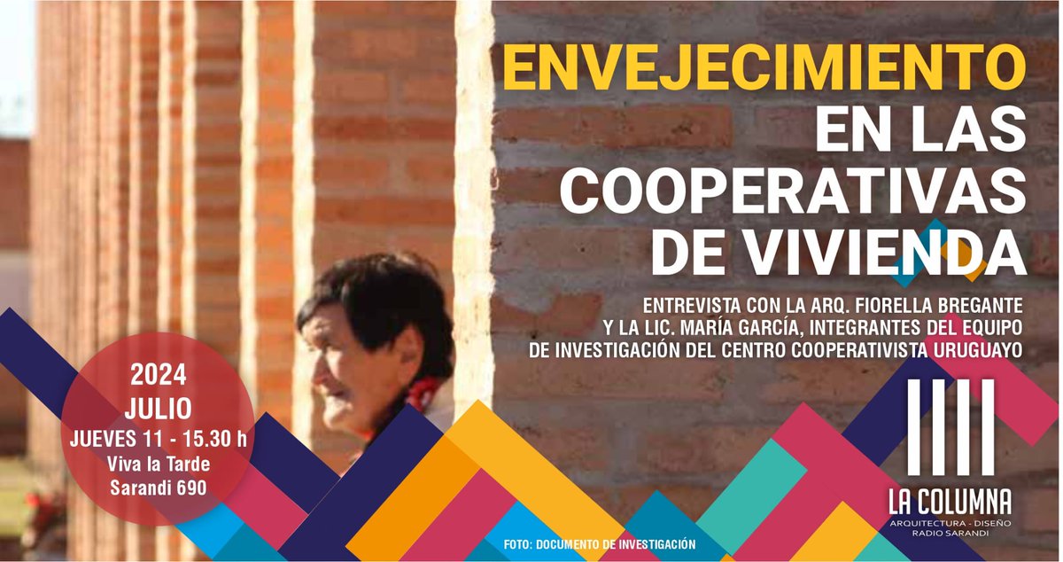 AlejoScola's tweet photo. Este jueves conversamos con la Arq. Fiorella Bregante y la Lic. María García, del centro cooperativista uruguayo que trabajó sobre el fenómeno del envejecimiento en las cooperativas de vivienda

Jueves 11 de julio - 15.30 h
VIVA LA TARDE
https://t.co/4S5K7FcFu2 https://t.co/YRVwgQCrV1