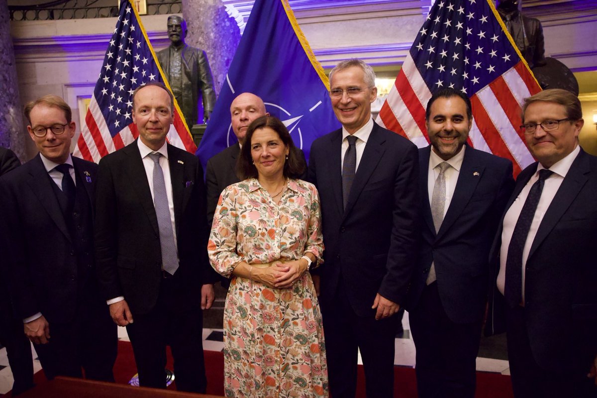Glad to see the Swedish delegation from <a href="/Sverigesriksdag/">Sveriges riksdag</a> attend the NATO Parliamentary Summit here in DC alongside the #NATOSummit. Karin Enström, Chair of the delegation, reaffirmed Sweden's commitment to transatlantic security in her address on behalf of 🇸🇪. #WeAreNATO