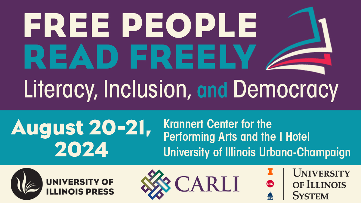 IllinoisPress's tweet photo. REGISTRATION IS LIVE!
https://t.co/1RAF8lb1CQ
@UofILSystem @illinoispress & CARLI co-host a literary symposium Aug 20-21 feat speakers & panel discussions on book banning, censorship, & more
cc: @krannertcenter @iHotel @UofIllinois @IllinoisLibrary
#ReadFreelyIllinois #UofIL https://t.co/qvizvfH99A