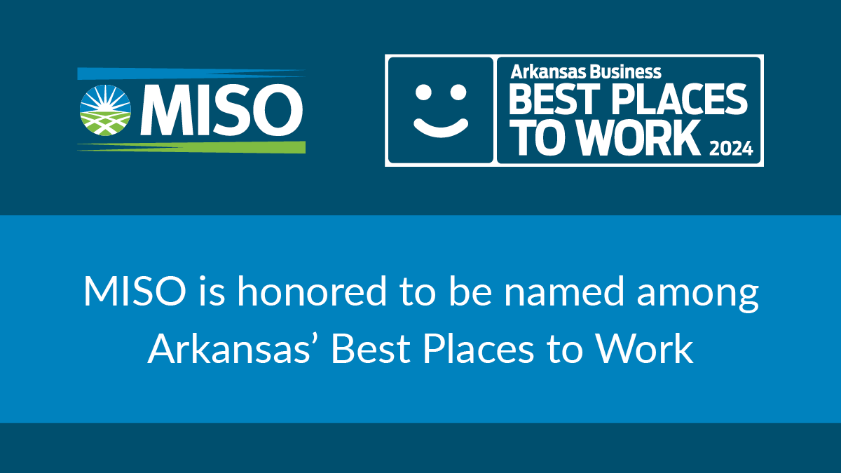 MISO_energy's tweet photo. We have been named one of @ArkBusiness's 2024 Best Places to Work! Thanks to our team in Little Rock for adding some southern charm to our culture and making MISO a great place to work. 

Learn about MISO careers: https://t.co/aSZ034Dw28. 

#teamMISO #energyjobs #STEMcareers https://t.co/1qsjoPnw1G