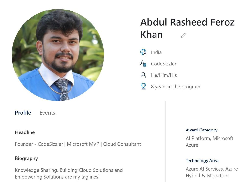 TechFero's tweet image. Recognised as Micosoft MVP on Azure under AI, Azure Hybrid &amp;amp; Migration categories for the 8th year running✌ 

Congrats to all other rockstars who are part of the family again and other leaders who have been sharing their knowledge for the community too. 

@MVPAward