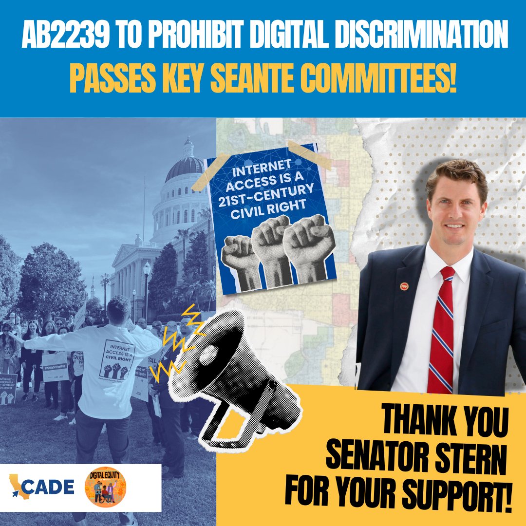 NatalieGrace41's tweet photo. Thank you, @HenrySternCA, for your vote on #AB2239 in Sen. EUC &amp; JUD! Your support is vital to advancing digital equity and ensuring all communities have access to quality broadband. Digital Equity LA applauds your leadership! https://t.co/46oqZVtRtV