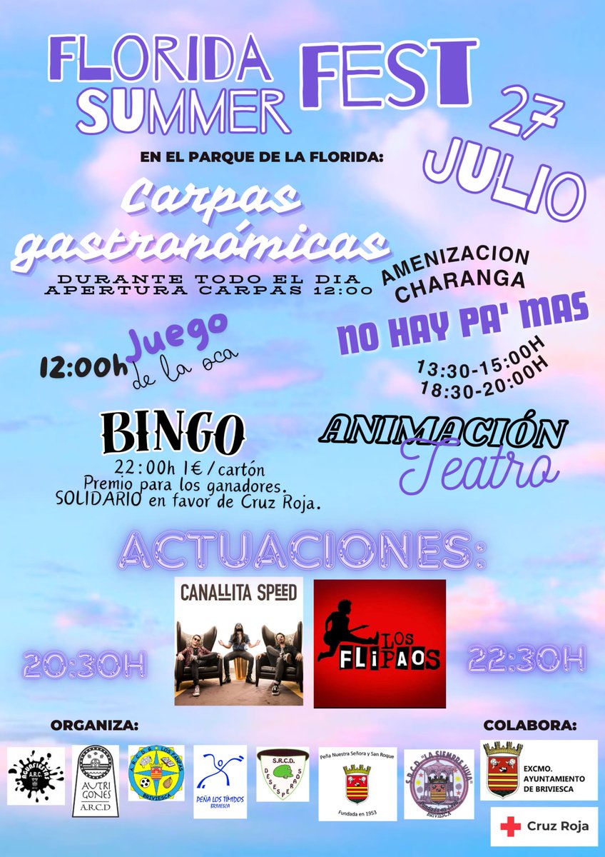 #FloridaSummerFest2024
🍺💚💛🩵❤️💙💜🧡🤍🍺
#Briviesca 27 Julio Parque La Florida