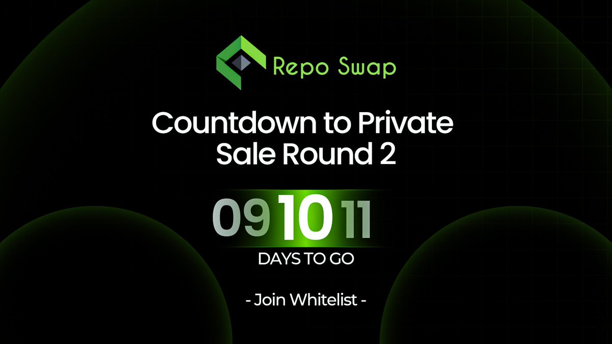 reposwap's tweet photo. 🚨 Attention 𝐑𝐨𝐮𝐧𝐝 𝟐 𝐖𝐇𝐈𝐓𝐄𝐋𝐈𝐒𝐓 Registration 𝗟𝗜𝗩𝗘
🌀Private Sale Round 2 : $0.007 per $REPX
💧Public Round : $0.01 per $REPX
#Whitelist Registration : https://t.co/8oHPL0sCt2
⏰Private Sale Start- 20 July 24
🔔Public Round: August
🔥CEXs Listing : August https://t.co/xgacZvxmPS