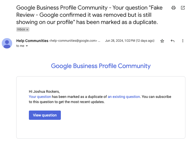 UseFreeWorld's tweet photo. @GoogleMyBiz Hello, we were not able to reach the support team.  The support link directed us to post in the 'community' forum. But then we received a message that our c was removed because it was similar to other posts.  No case ID provided.  Can you please help us open a case? https://t.co/610RDZCpgE