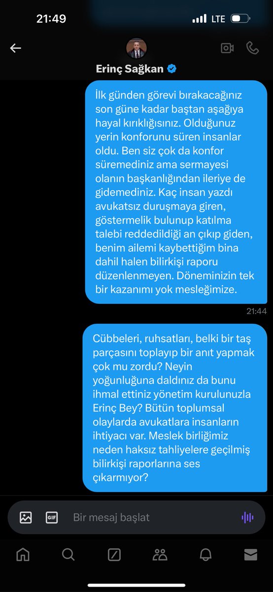 Benim çığlığım burada son buluyor. Umarım bir yerlerde yankılanır. Deprem bölgesi barolar seçime gidiyor. Biraz hukukçu kimliğimiz varsa seçim talebimiz yıkılan binalar için hukuki mücadele olsun. Ailemi kaybettiğim binanın henüz bilirkişi rapor düzenlenmedi. Bize ses olun!
