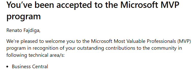 rfajdiga's tweet photo. 🏆 I'm happy to share that I've been awarded with my 6th Microsoft MVP Award!  A big thanks to Microsoft and the fantastic community #mvpbuzz #happening #superbet #msdyn365bc #community https://t.co/QfJsAra0Ob