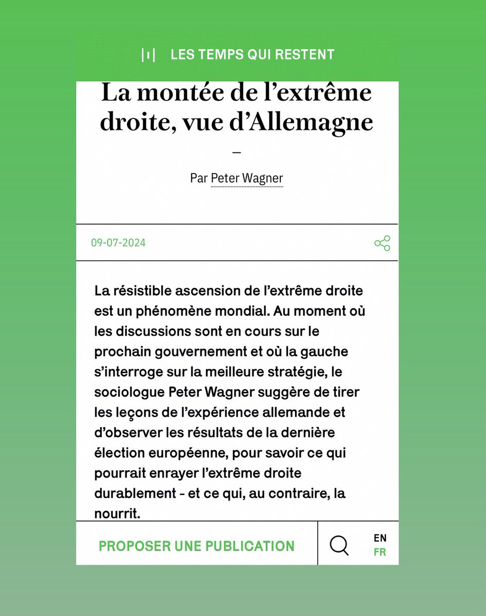 Patrice Maniglier (@maniglierp) on Twitter photo Une interprĂ©tation des derniĂšres lâĂ©lections europĂ©ennes en Allemagne - Ă lâusage de la situation française - et donc de la constante montĂ©e de lâextrĂȘme droite dans le monde. Câest court, câest intelligent, câest efficace et câest sur les TQR : lestempsquirestent.org/fr/numeros/num⊠Une interprĂ©tation des derniĂšres lâĂ©lections europĂ©ennes en Allemagne - Ă lâusage de la situation française - et donc de la constante montĂ©e de lâextrĂȘme droite dans le monde. Câest court, câest intelligent, câest efficace et câest sur les TQR : lestempsquirestent.org/fr/numeros/numâŠ