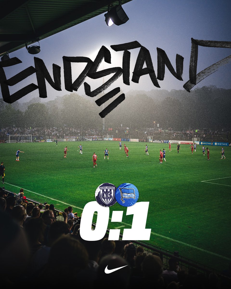 HerthaBSC's tweet photo. 90': Schluss. War wieder eine rutschige Angelegenheit in Babelsberg. 💦
Danke, an alle Fans im Stadion, die den Regen bis zum Ende ertragen haben & an alle, die Dennis Gelaber im Stream 90 Min. ertragen haben. 💙🤍
Zum Bericht: https://t.co/yWwj6wTU8D
#SVBBSC | 0:1 | #HaHoHe https://t.co/zMpYHirdh2