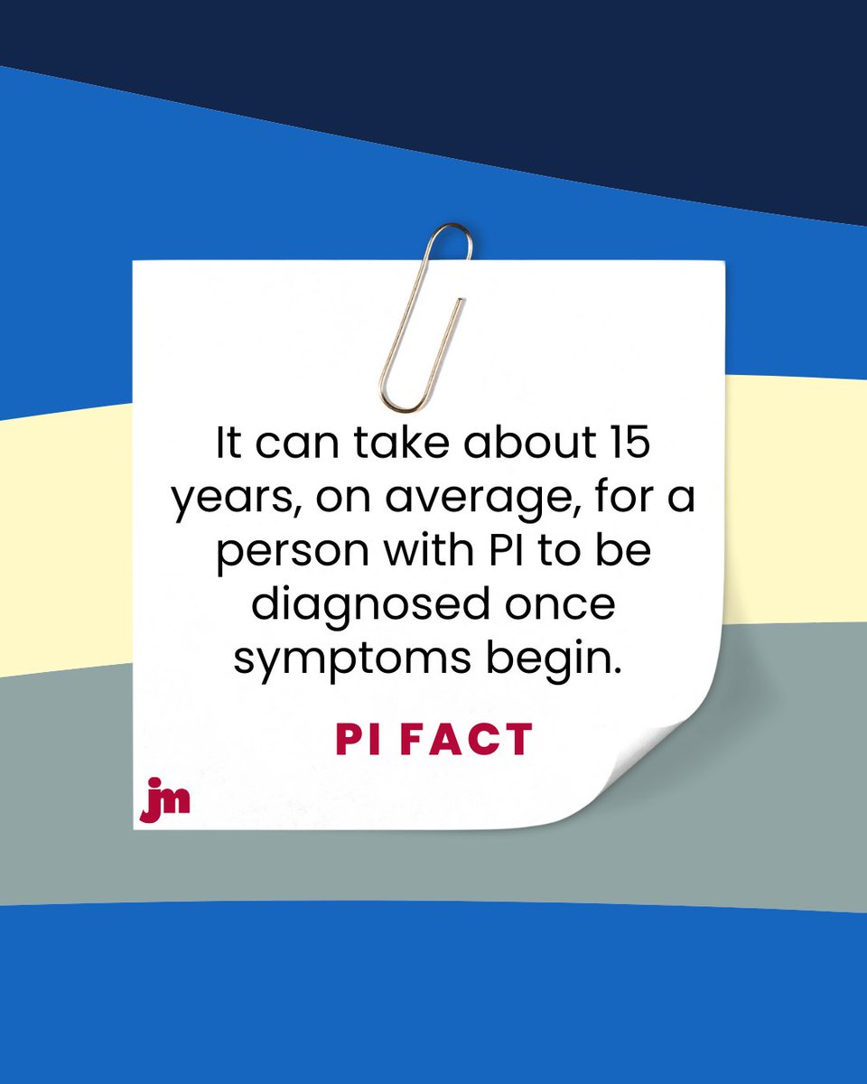 Info4PI's tweet photo. #PIFact: #PrimaryImmunodeficiency can take 15 years to diagnose due to the various infections and symptoms that a patient may experience. This is why a complete screening and multiple tests must take place once symptoms occur. How long did it take you to get diagnosed? https://t.co/4OcOSvjOkm