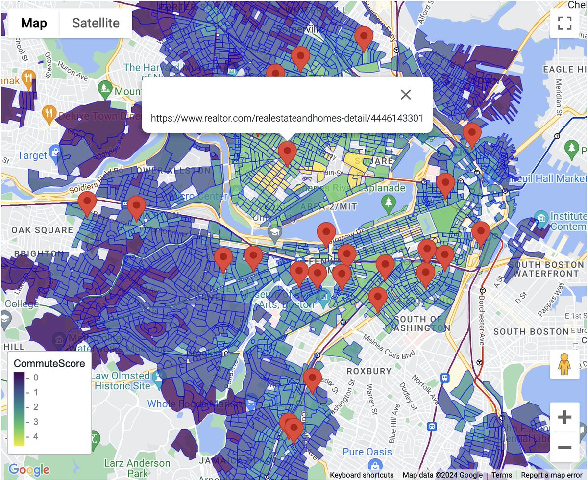 jeremy_m_simon's tweet image. I recently explored Google Maps plotting functions in R, to locate areas to live in Boston with a short commute on @MBTA to work and be still walkable to points of interest. From there, I searched MLS listings that overlapped. All my code is up here:
github.com/jeremymsimon/G…
