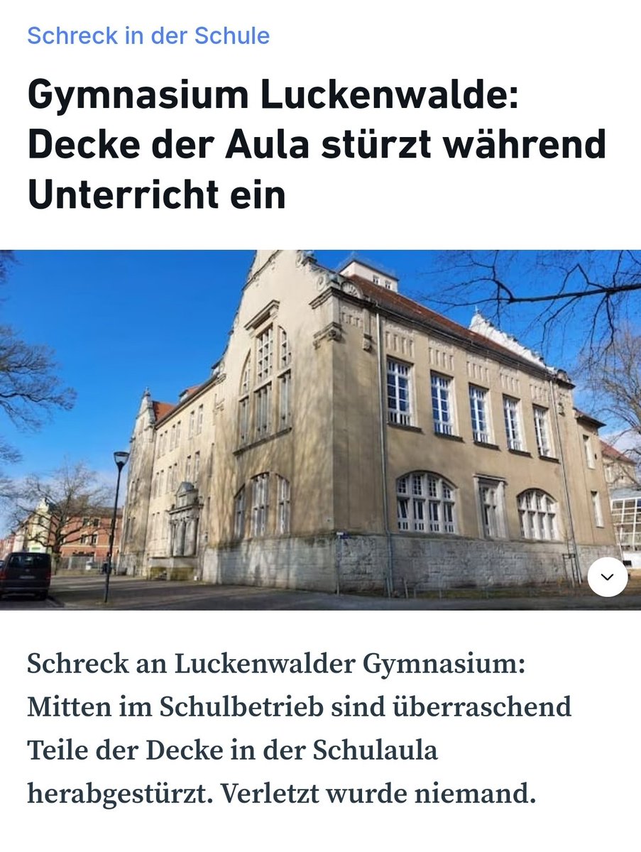 Schülern stürzt Wort wörtlich die Decke über dem Kopf zusammen, aber es beruhigt sie sicher, dass wie die #Schuldenbremse einhalten und die Zahl der Milliardäre in Deutschland stetig steigt.