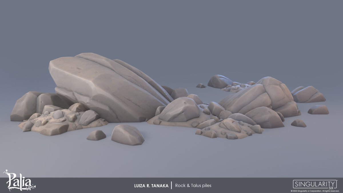 I'm a bit lazy when it comes to world building, so I created a rock kit that would allow me to be even lazier! It's easy to clump them without obvious intersections and repetition, making it easy to just throw them anywhere.

💁🪨artstation.com/artwork/blAxmm