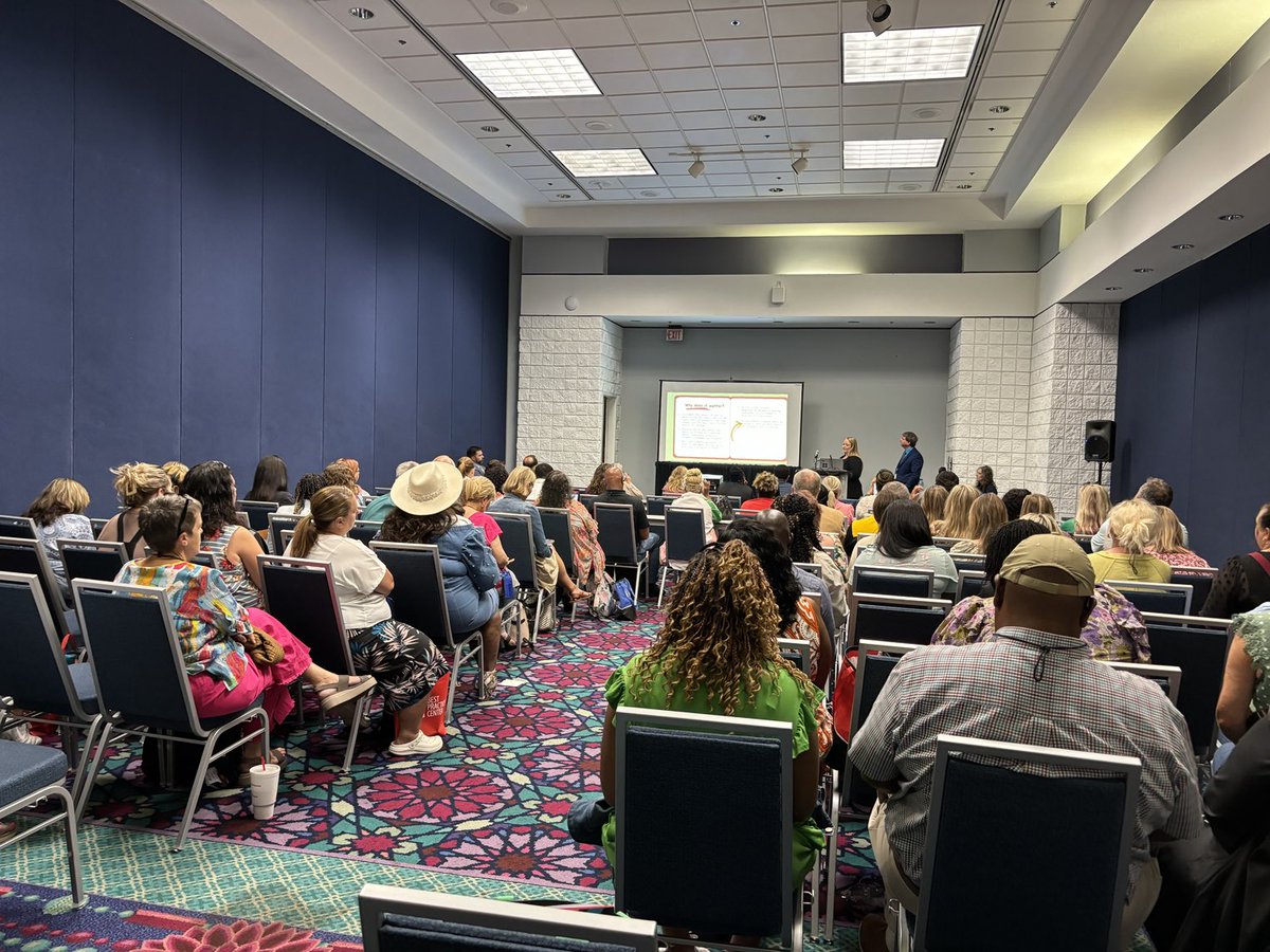 warfield_kay's tweet photo. A crowd gathers to listen to  Cherokee County’s innovative strategies for reducing chronic absenteeism! A collaborative approach! https://t.co/2X3nEWdNNP
