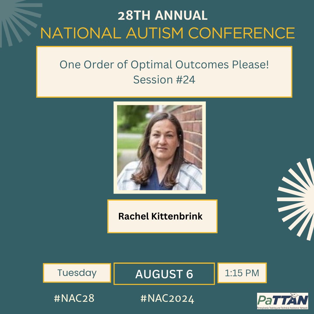 Don’t miss your chance to attend #NAC28: registration closes TODAY! We’re now highlighting the Tuesday, August 6 afternoon sessions at #NAC2024 with these featured sessions by <a href="/CalliePlattner1/">CalliePlattner</a>, Judah Axe, and Rachel Kittenbrink. Secure your spot now: tinyurl.com/PaAutismConf