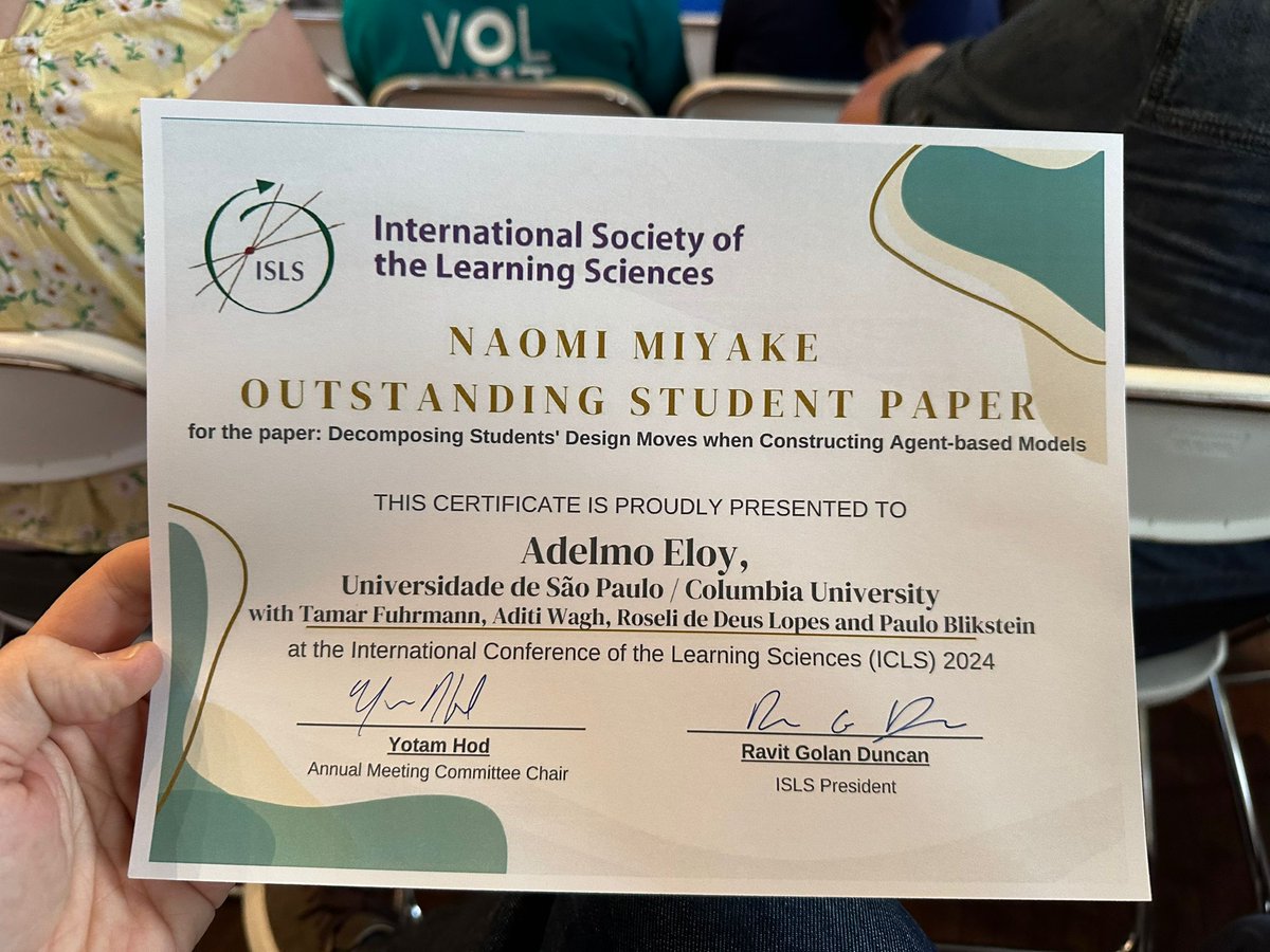 TLTLab (@tltlab) on Twitter photo Congratulations to #TLTLab research fellow <a href="/AdelmoEloy/">Adelmo Eloy</a> for receiving the “Outstanding Student Paper Award” in June at the ISLS 2024 Annual Meeting--chosen amongst hundreds of submissions!
repository.isls.org/handle/1/11163
#ISLS2024 #STEMeducation #studentpaper Congratulations to #TLTLab research fellow <a href="/AdelmoEloy/">Adelmo Eloy</a> for receiving the “Outstanding Student Paper Award” in June at the ISLS 2024 Annual Meeting--chosen amongst hundreds of submissions!
repository.isls.org/handle/1/11163
#ISLS2024 #STEMeducation #studentpaper