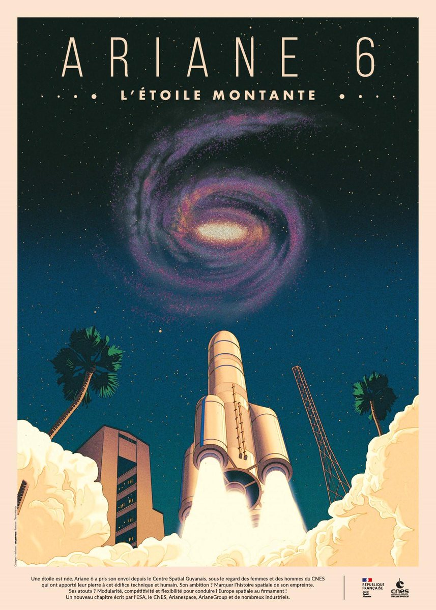 Pour fêter le vol inaugural d'#Ariane6, on vous offre une affiche collector, à télécharger gratuitement jusque au 19 juillet. Elle est également disponible dans notre boutique 😉
cnes.fr/actualites/aff…