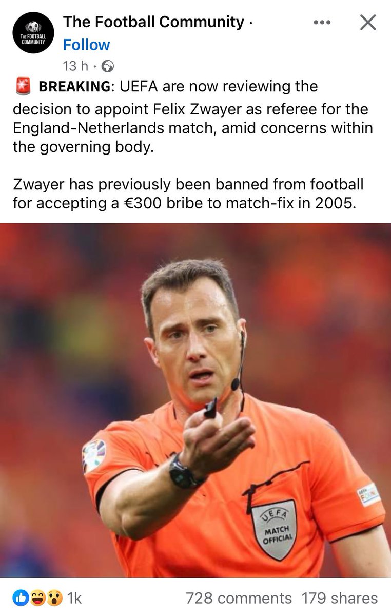 FootyTone's tweet photo. Just a reminder that the referee in this Netherlands v England game Felix Zwayer was previously banned in 2005 for match fixing 👀 

That was not a penalty 😂
#EURO2024 https://t.co/BKToEYXH7O