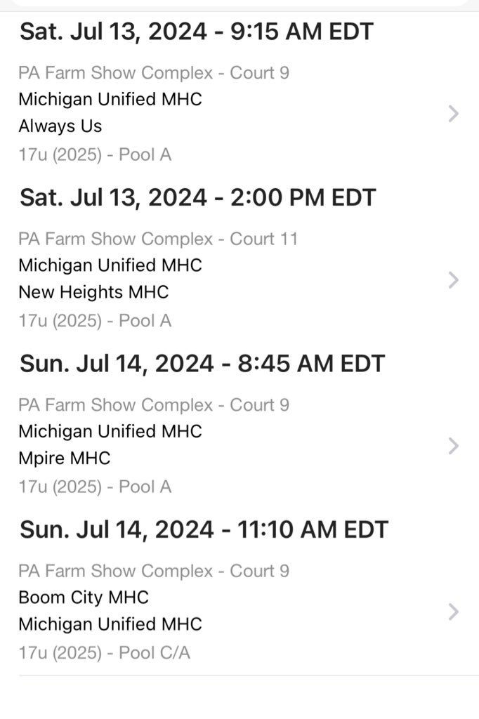My Schedule for the Made Hoops Summer Live in Harrisburg, PA.