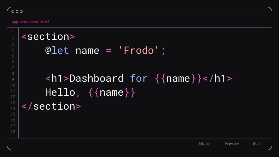<a href="/let/">let</a> We're introducing new template syntax allowing developers to declare reusable local variables with the new <a href="/let/">let</a> syntax.

angular.dev/guide/template…