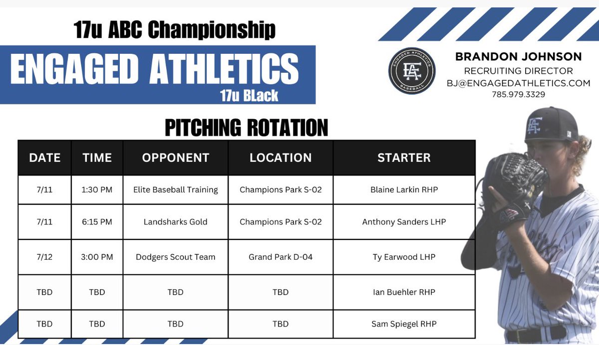 🚨🚨🚨17u Black pitching rotation for ABC Championships in Indianapolis. #EAStandard