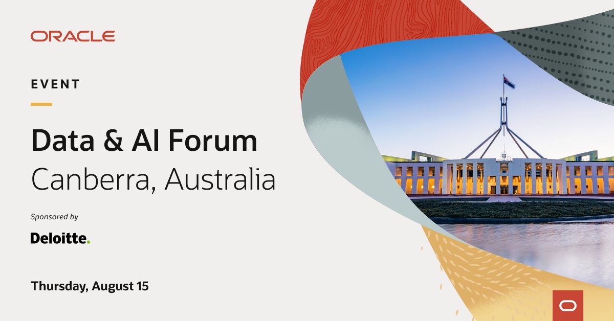 BenGreenbergNYC's tweet image. We are delighted to announce the @Oracle Data and AI Forum in #Canberra. Explore high-value #AI use cases, interact with demos, & hear innovator led talks on preparing your organisation to take advantage of the latest data and AI technologies. #DataAIForum
social.ora.cl/60179xAC1