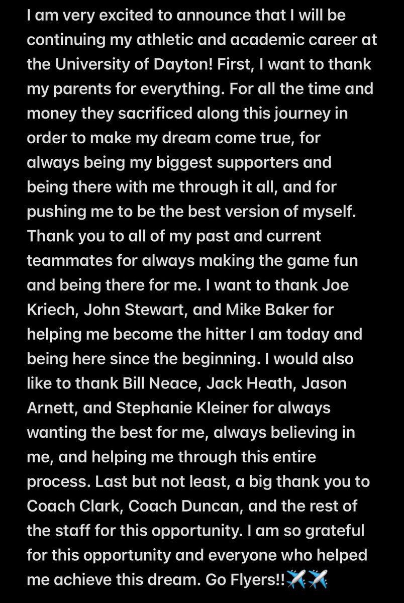 Go Flyers!! Can’t wait for this next chapter!❤️✈️ <a href="/FlyerSoftball/">Dayton Softball</a> <a href="/CoachBdunk/">Brittany Duncan-Houghland</a> <a href="/EthanGiese4/">Ethan Giese</a> <a href="/MagicNeace/">Indiana Magic Gold 07 Neace</a>