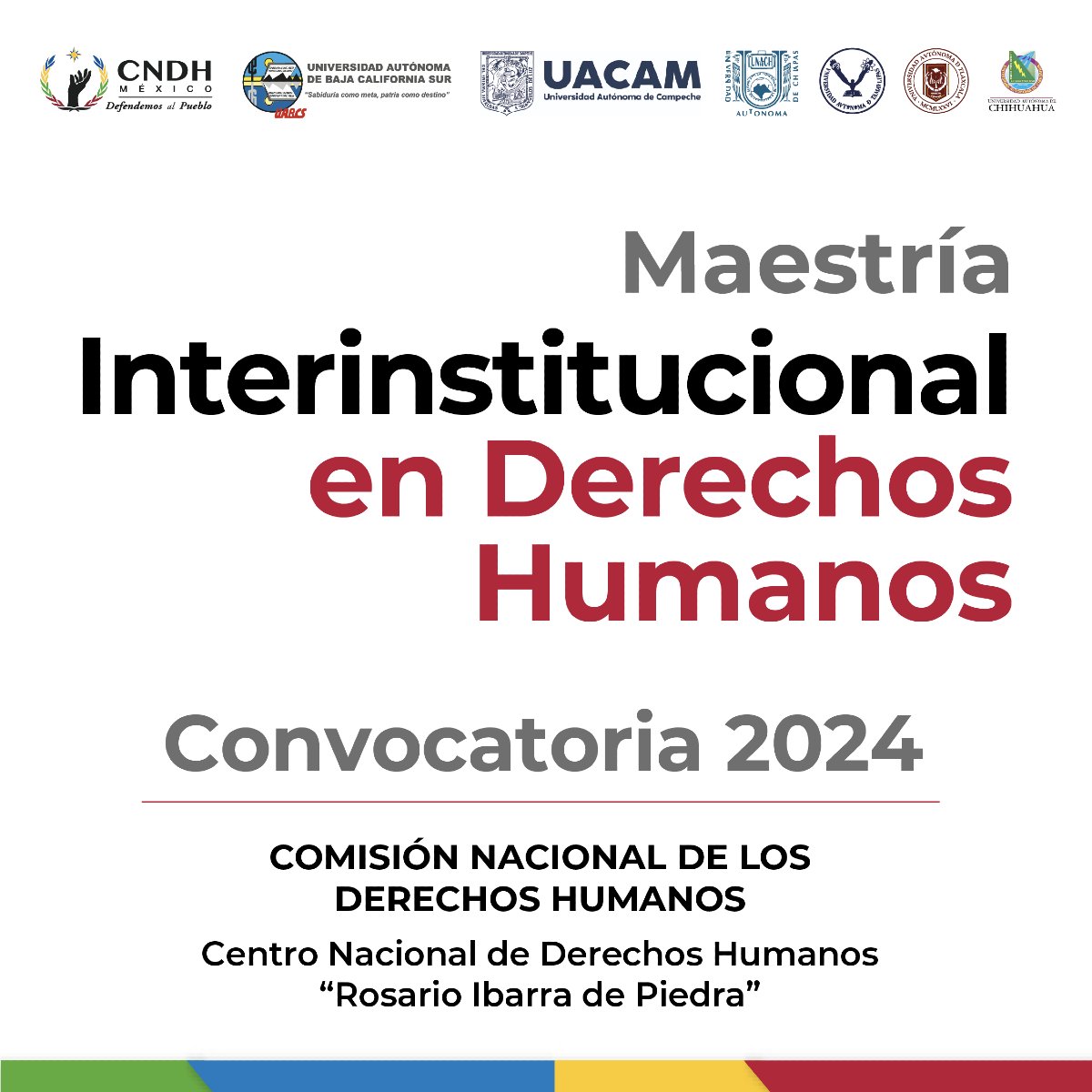 ¿Te interesaría especializarte en la promoción, respeto, protección y garantía de los #DerechosHumanos? ¡Participa en la #Maestría Interinstitucional en Derechos Humanos y la cultura de #paz 2024!

Consulta las bases 👉 bit.ly/Maestría2024

#DefendemosAlPueblo