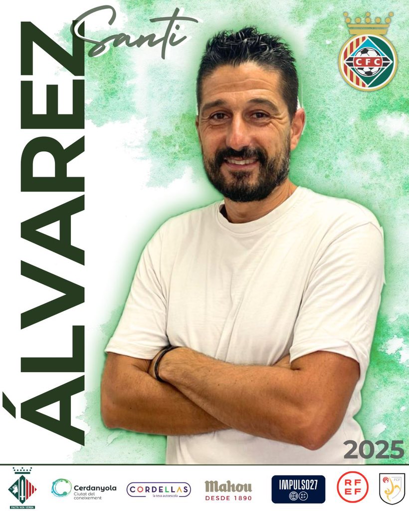 💥Ja tenim aquí al míster del nou projecte del Cerdanyola FC!

🏟️Arriba a Fontetes, amb ambició i ganes de lluita, Santi Álvarez!

👉🏻Ha format part del <a href="/cfbadalonasad/">CF Badalona SAD Oficial</a> Álvarez és coneixedor de la categoria i en poc començarà a escalfar motors

💚Benvingut míster!
#futcat