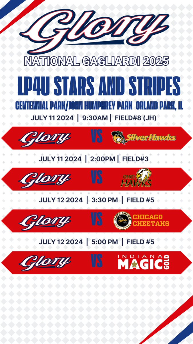 VA Glory National Gagliardi 2025 (@vggagliardi) on Twitter photo After an incredible week and victory in Colorado this past weekend, we're ready to go again! Tomorrow, we kick off the LP4U Stars and Stripes tournament in Orland Park. Come watch this talented group of athletes in action! πβοΈ #LP4U #StarsAndStripes <a href="/VAGloryFP/">VA Glory Fastpitch</a> After an incredible week and victory in Colorado this past weekend, we're ready to go again! Tomorrow, we kick off the LP4U Stars and Stripes tournament in Orland Park. Come watch this talented group of athletes in action! πβοΈ #LP4U #StarsAndStripes <a href="/VAGloryFP/">VA Glory Fastpitch</a>