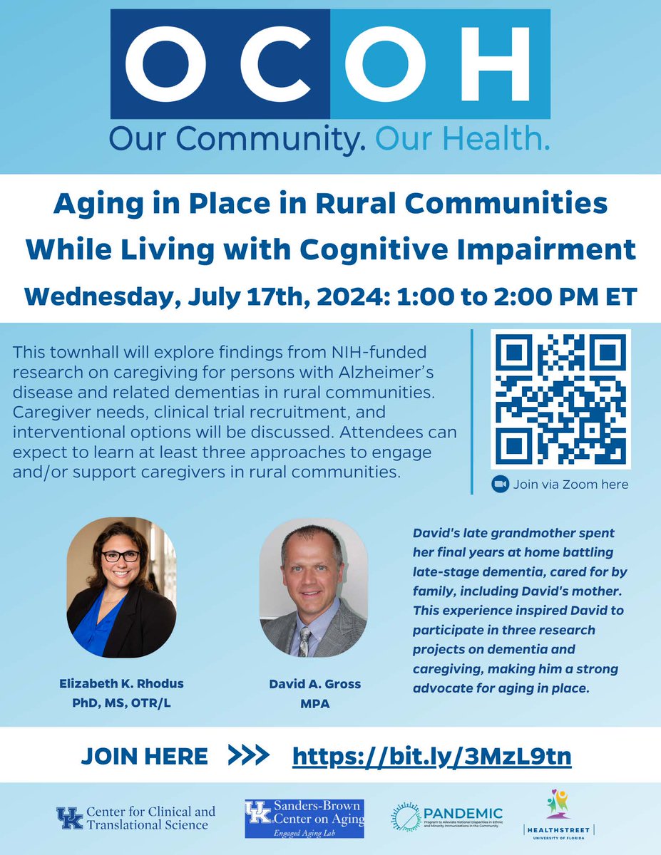UK Sanders-Brown Center on Aging (@uksbcoa) on Twitter photo Interested in learning how to engage & support rural caregivers? Join <a href="/DrERhodus/">Elizabeth Rhodus, PhD, OTR/L</a> next Wednesday as she shares! <a href="/UK_CCTS/">UK CCTS</a> <a href="/CHET_UKY/">Center for Health, Engagement and Transformation</a> <a href="/CDCgov/">CDC</a> Interested in learning how to engage & support rural caregivers? Join <a href="/DrERhodus/">Elizabeth Rhodus, PhD, OTR/L</a> next Wednesday as she shares! <a href="/UK_CCTS/">UK CCTS</a> <a href="/CHET_UKY/">Center for Health, Engagement and Transformation</a> <a href="/CDCgov/">CDC</a>